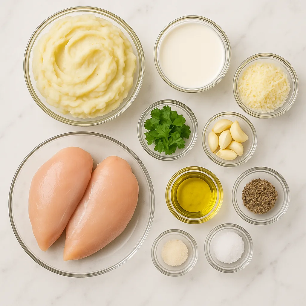 Creamy Garlic Chicken and Mashed Potatoes Comfort Dinner