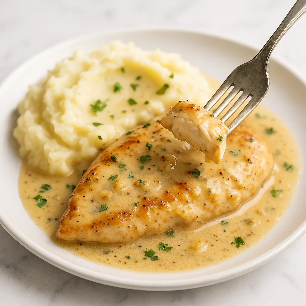 Creamy Garlic Chicken and Mashed Potatoes Comfort Dinner