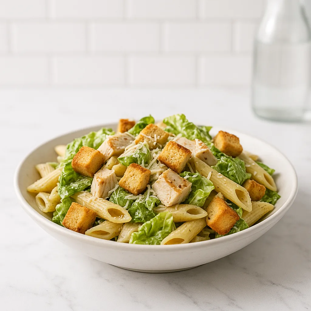 Easy Chicken Caesar Pasta Salad Recipe for Summer Lunches