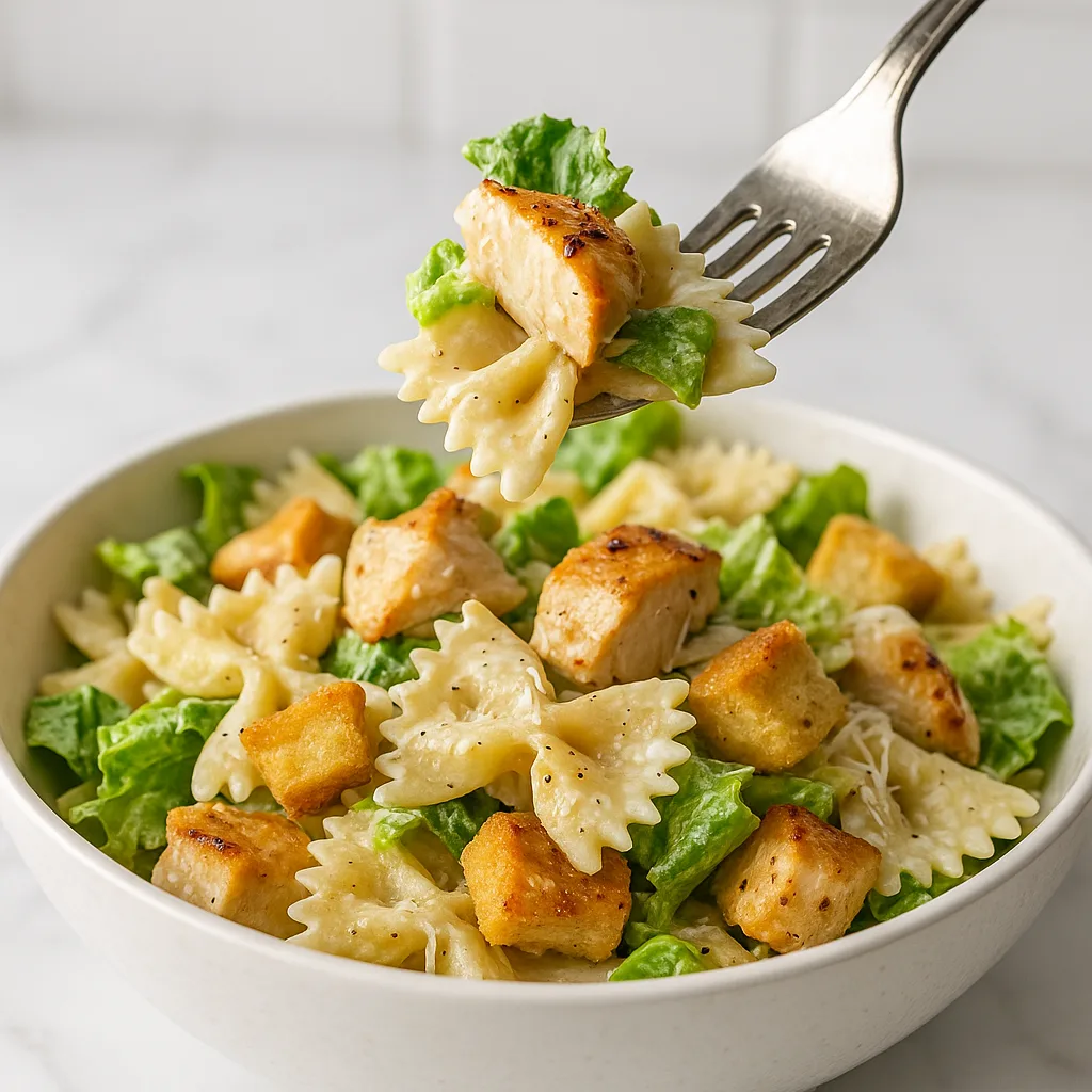 Easy Chicken Caesar Pasta Salad Recipe for Summer Lunches
