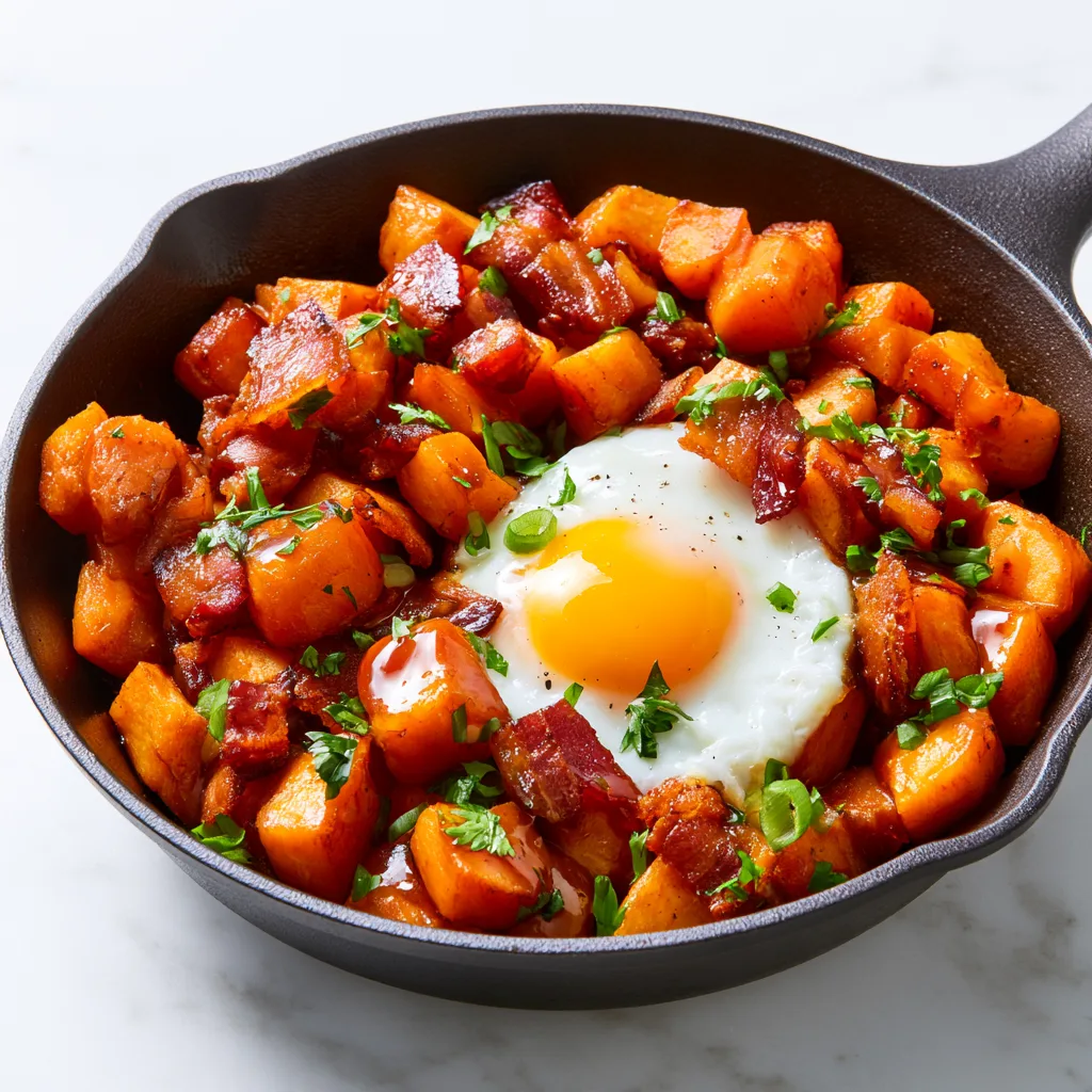 Maple bacon sweet potato hash