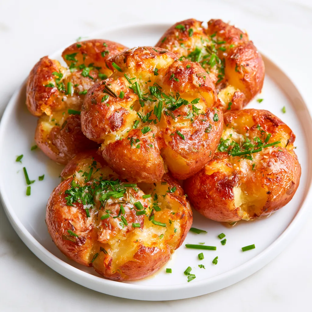 Crispy baked smashed red potatoes