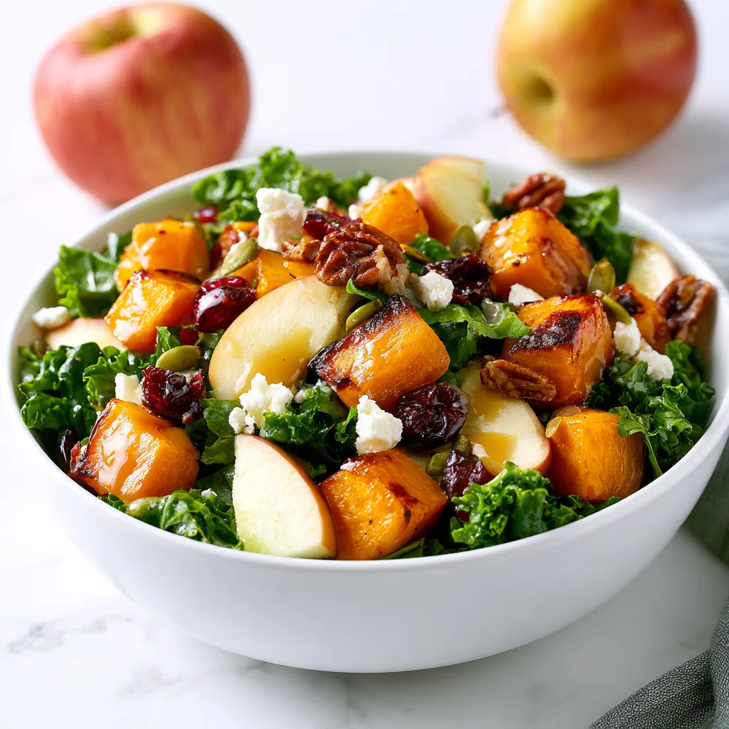 Kale and roasted butternut squash fall salad